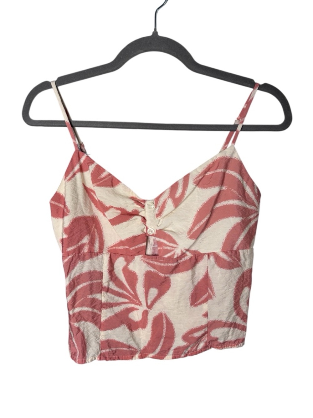 Sienna Sky Clay & Cream Print Cropped Camisole Smocked Back Size Large